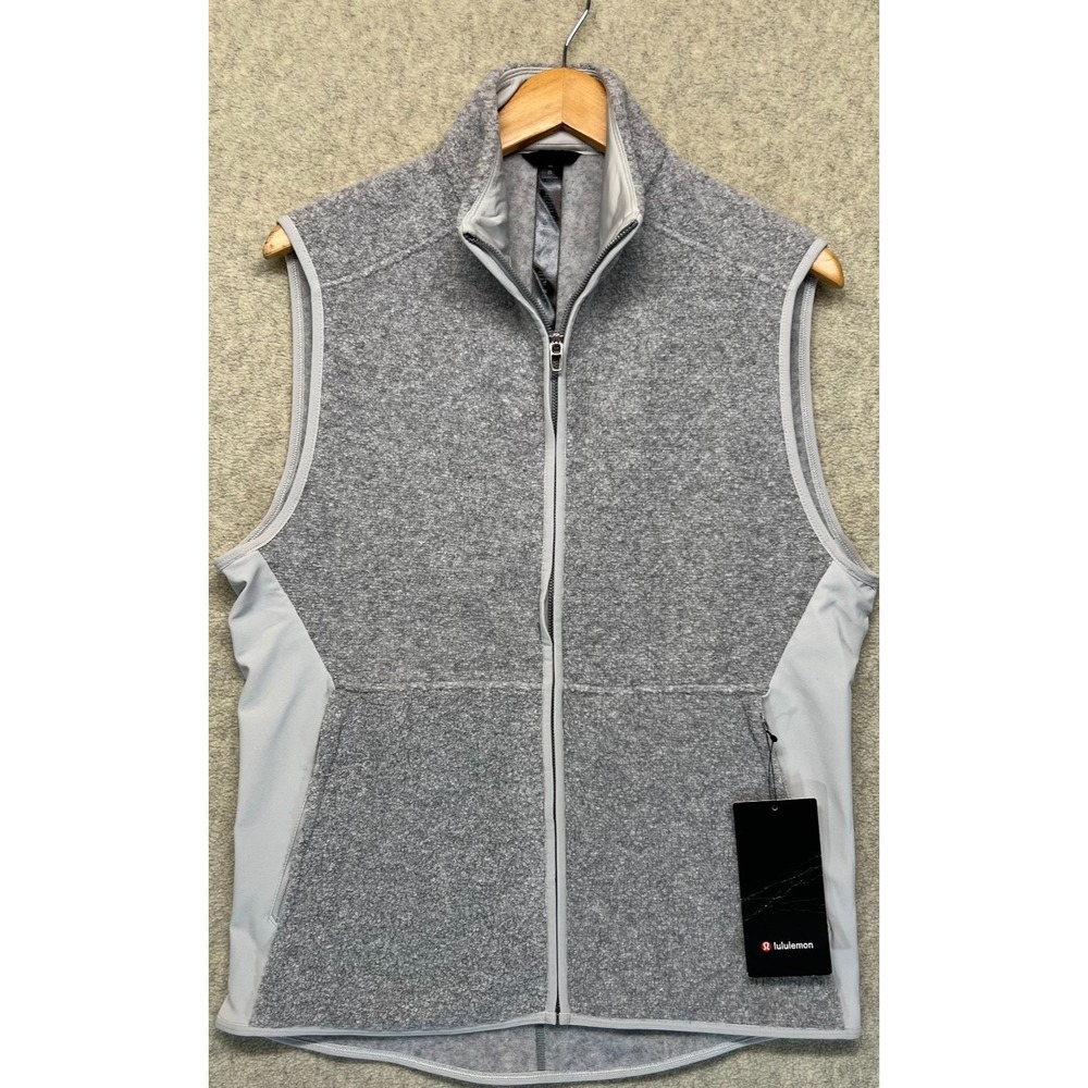 Lululemon Mens Full Zip Tundra Trek Vest Heather Gray Wool Blend Sherpa Fleece M